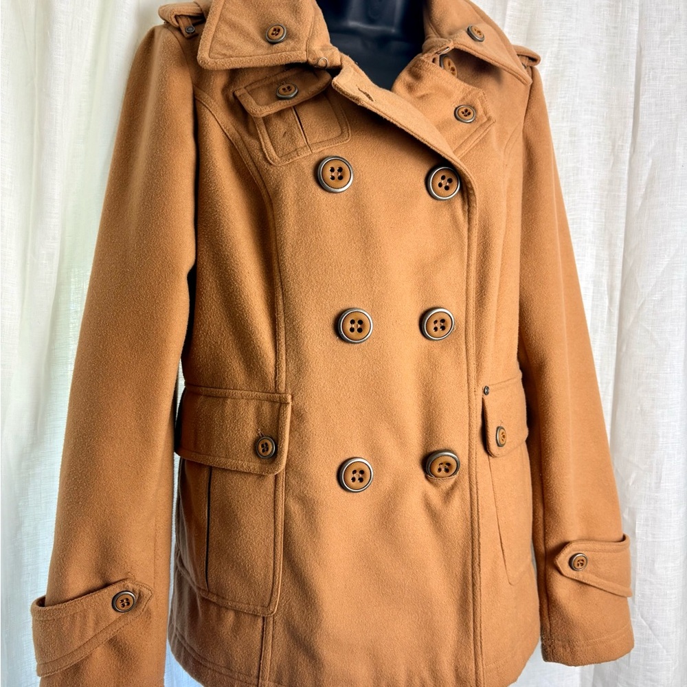 Hydraulic Women's Double-Breasted Tan Peacoat